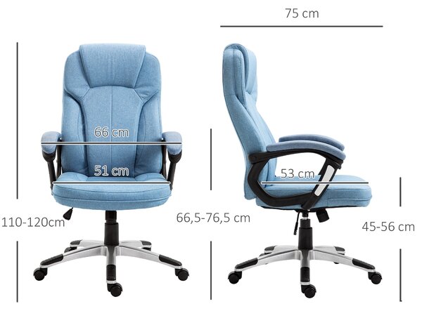 Vinsetto Kancelářská židle Počítačová židle Otočná židle Výškově nastavitelná Houpací funkce s opěrkou hlavy a polstrovanými područkami Ergonomická Sv