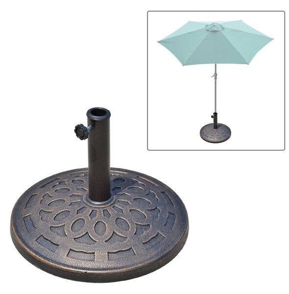 Outsunny Stojan na slunečník z pryskyřice 14kg, Kulatý držák slunečníku, Záťaž pro slunečníky s průměrem tyče 38mm/48mm, do balkónu, terasy, zahrady