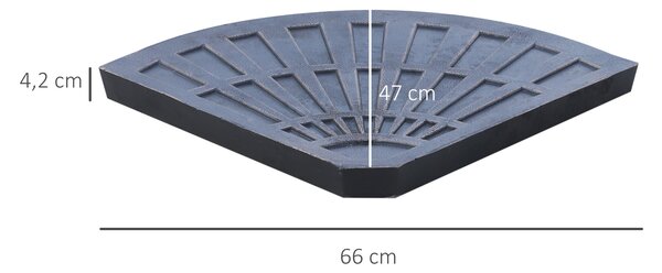 Outsunny Sada 2 Závažím pro Podstavce Slunečníků, Základna Slunečníku Polokruhová s Rukojetí, Pryž + Kov, Bronzová 66 x 47 x 4,2 cm 30 kg | Aosom