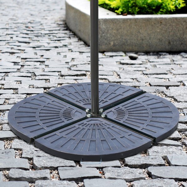 Outsunny Sada 2 Závažím pro Podstavce Slunečníků, Základna Slunečníku Polokruhová s Rukojetí, Pryž + Kov, Bronzová 66 x 47 x 4,2 cm 30 kg | Aosom