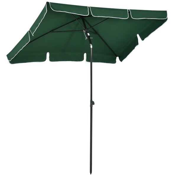 Aluminiový zahradní slunečník Outsunny 198x130x245 cm obdélníkový slunečník se sklopnou funkcí pro terasu a zahradu Zelený | Aosom