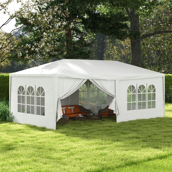 Outsunny Zahradní Stan 6x3 m Odnímatelný Zahradní Altán se 4 Okny a 2 Zipovými Dveřmi, 6 Bočními Stěnami a Voděodolným Pavilonem pro Terasu, Patio a P