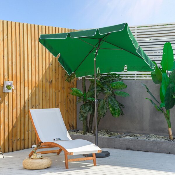 Aluminiový zahradní slunečník Outsunny 198x130x245 cm obdélníkový slunečník se sklopnou funkcí pro terasu a zahradu Zelený | Aosom