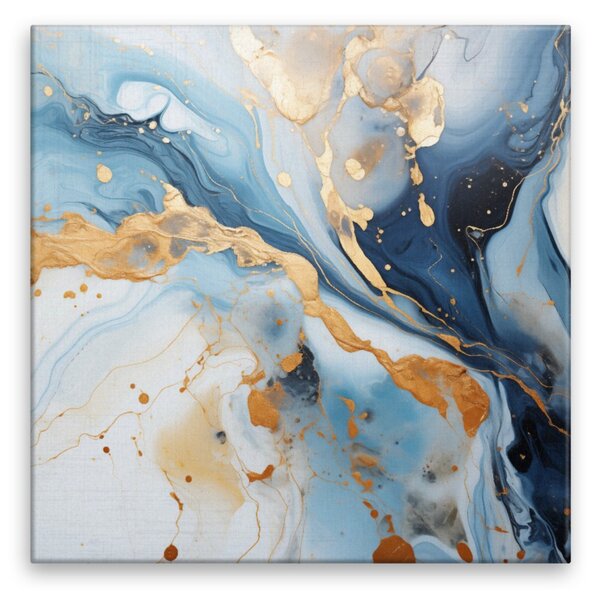Obraz na plátně - Modro zlatý mramor - 40x40 cm
