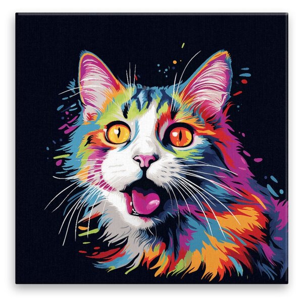 Obraz na plátně - Kočka pop-art - 40x40 cm - CZ výroba