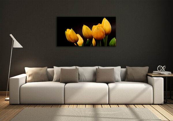 Foto obraz sklo tvrzené Žluté tulipány osh-64836622