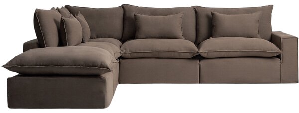 Kave Home Hnědá rohová pohovka Anarela 347 cm s odnímatelným potahem, levá
