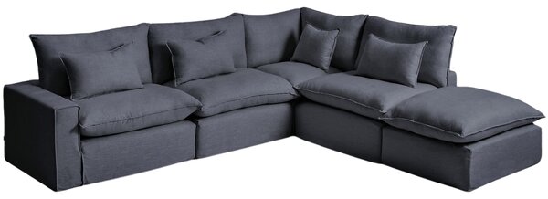 Kave Home Tmavě šedá rohová pohovka Anarela 347 cm s odnímatelným potahem, pravá