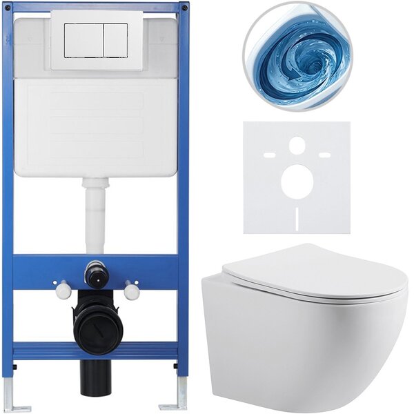 Kompletní WC set Profi/Cesso - bílá matná - WC tlačítko Classic/Bílá - předstěnová instalace - 49x36 cm - 8050BD91