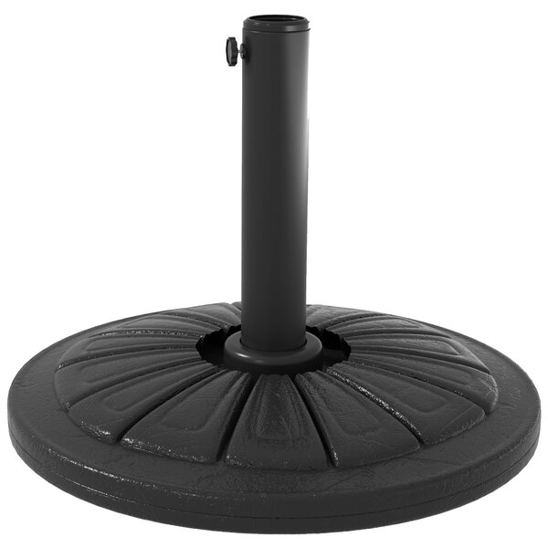 Stojan na slunečník Outsunny s kulatým základem a plnitelnou cementovou hmotností HDPE 13 kg pro slunečníky s průměrem 38/48 mm, průměr 43x32 cm, čern