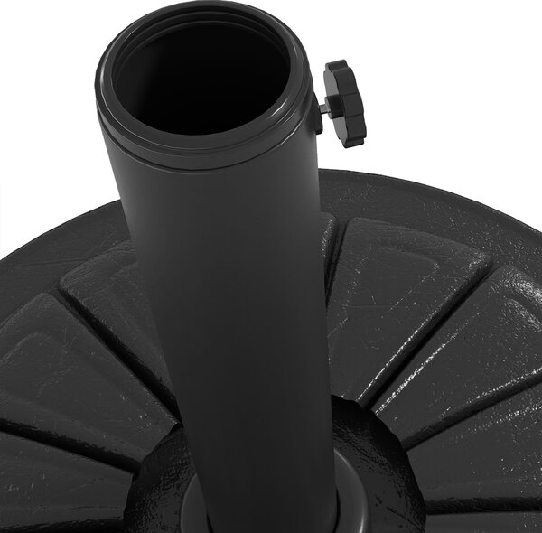 Stojan na slunečník Outsunny s kulatým základem a plnitelnou cementovou hmotností HDPE 13 kg pro slunečníky s průměrem 38/48 mm, průměr 43x32 cm, čern