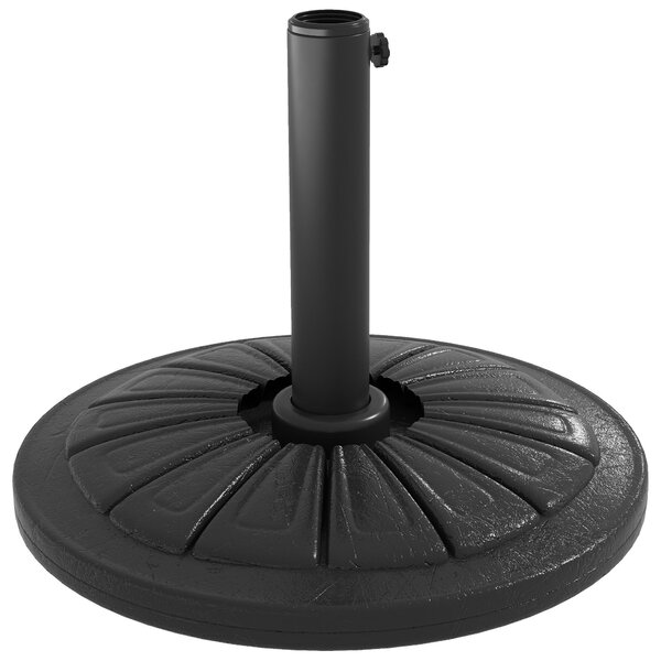 Stojan na slunečník Outsunny s kulatým základem a plnitelnou cementovou hmotností HDPE 13 kg pro slunečníky s průměrem 38/48 mm, průměr 43x32 cm, čern