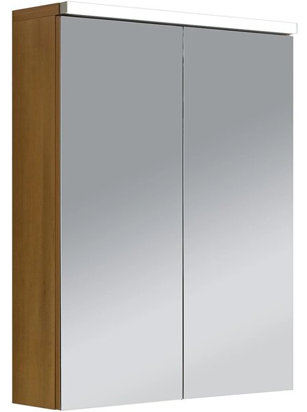 Koupelnová zrcadlová skříňka s LED osvětlením Avia - dub medový - 55x70x16,5 cm