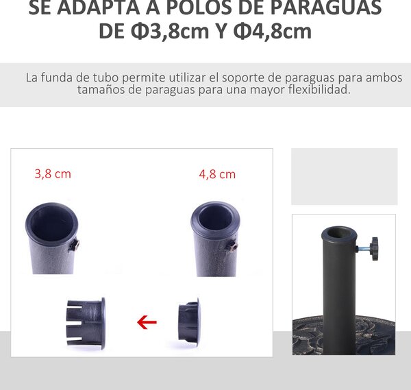 Outsunny Základna slunečníku 9 kg Kolo Základna z pryskyřice pro slunečníky s průměrem 38mm/48mm Ø45.5x31 cm Bronzová | Aosom