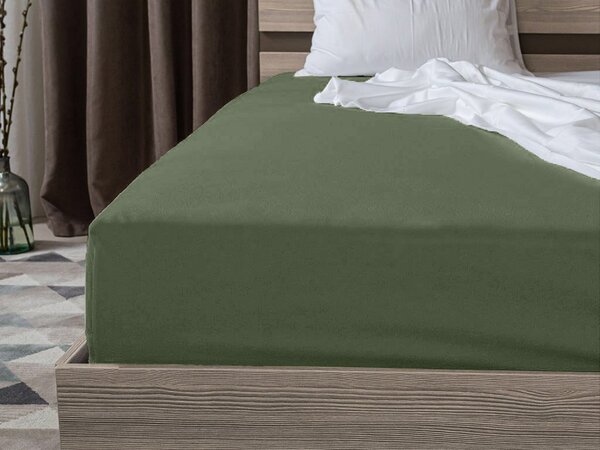 Jersey prostěradlo EXCLUSIVE tmavě zelené 90x200 cm