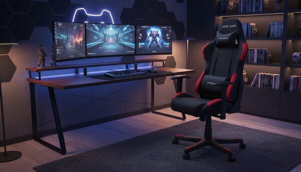 Herní židle DXRacer FORMULA - látka, černá / červená
