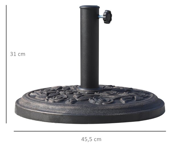 Outsunny Základna slunečníku 9 kg Kolo Základna z pryskyřice pro slunečníky s průměrem 38mm/48mm Ø45.5x31 cm Bronzová | Aosom