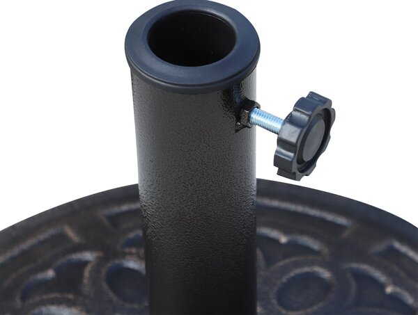Základna slunečníku Outsunny, hmotnost 12 kg, kulatá, z pryskyřice pro slunečníky s průměrem 38 mm/48 mm, pro terasu a venkovní posezení Ø44x34 cm Bro