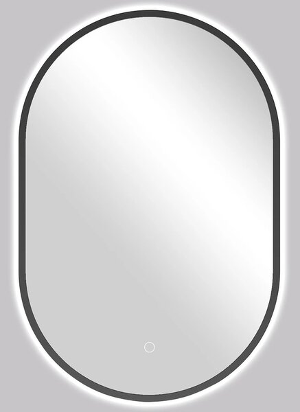 Koupelnové LED zrcadlo Balzo, kovový rám - černá matná - 40x60 cm