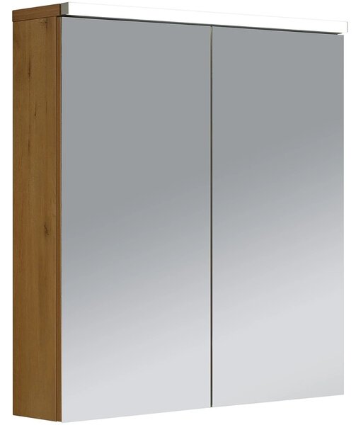 Koupelnová zrcadlová skříňka s LED osvětlením Avia - dub medový - 65x70x16,5 cm