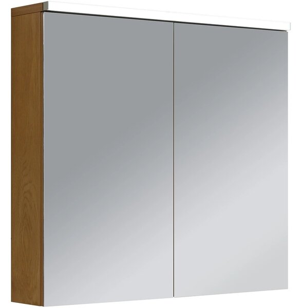 Koupelnová zrcadlová skříňka s LED osvětlením Avia - dub medový - 75x70x16,5 cm
