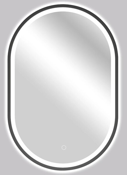 Koupelnové LED zrcadlo Salvo, kovový rám - černá matná - 40x60 cm