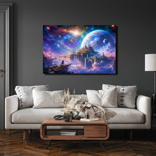 Obraz fantastické město mezi planetami