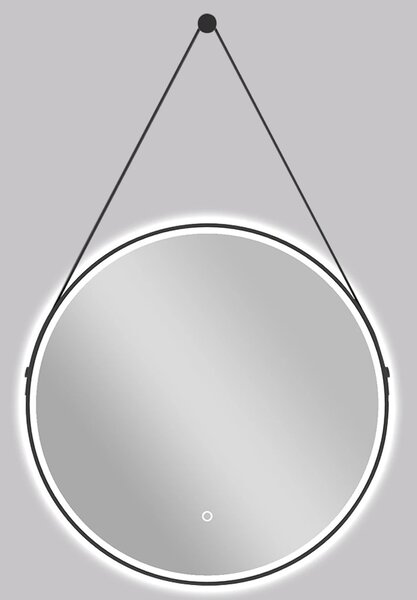 Koupelnové LED zrcadlo Rotondo, kovový rám - černá matná - Ø 60 cm