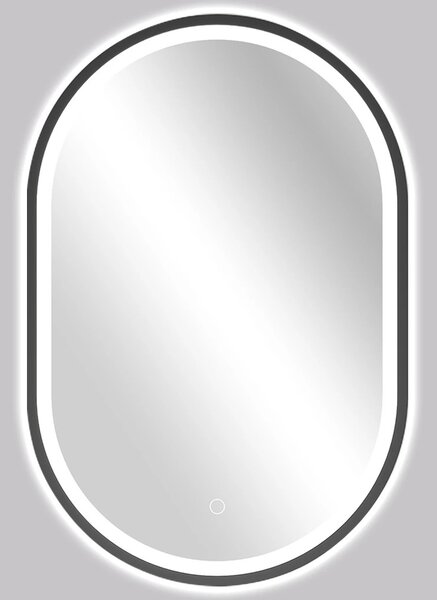 Koupelnové LED zrcadlo Alto, kovový rám - černá matná - 40x60 cm