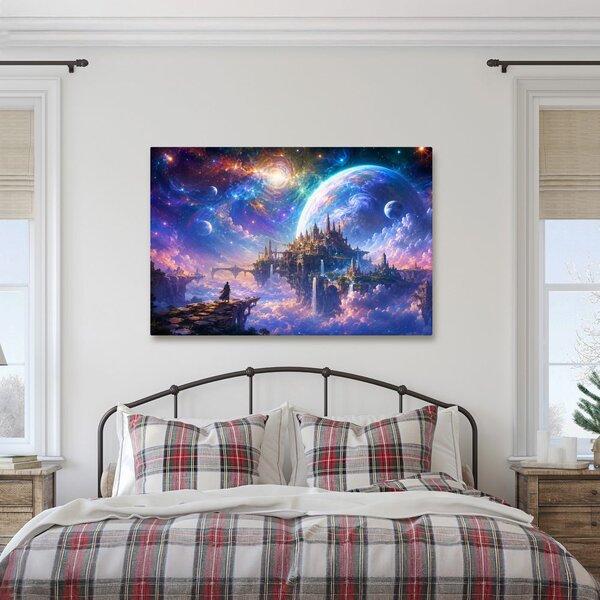 Obraz fantastické město mezi planetami