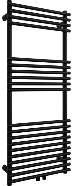 Koupelnový radiátor Luigi - středové připojení 50mm/boční - 545W - černá matná - 1200x500 mm