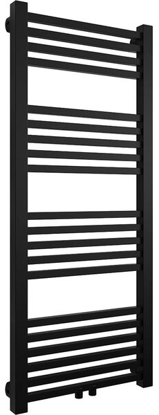 Koupelnový radiátor Franko - středové připojení 50mm/boční - 392W - černá matná - 1200x500 mm