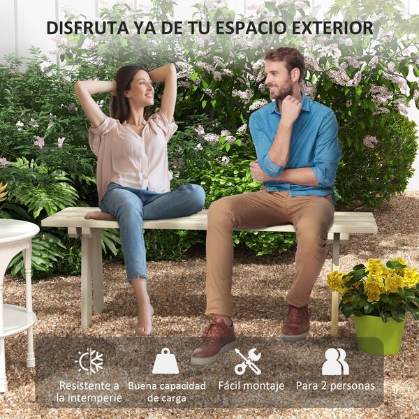 Outsunny Dřevěná zahradní lavice pro 2 osoby 220 kg nosnost, venkovní lavice pro terasu, zahradu a bazén 130x38x45 cm přírodní | Aosom