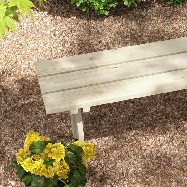 Outsunny Dřevěná zahradní lavice pro 2 osoby 220 kg nosnost, venkovní lavice pro terasu, zahradu a bazén 130x38x45 cm přírodní | Aosom
