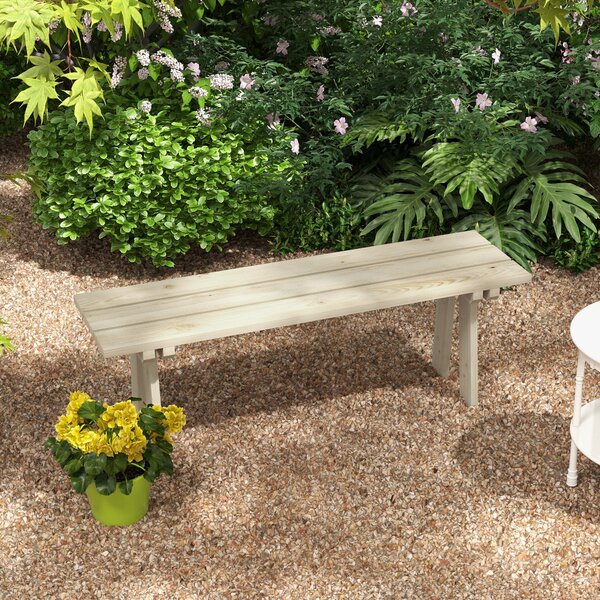 Outsunny Dřevěná zahradní lavice pro 2 osoby 220 kg nosnost, venkovní lavice pro terasu, zahradu a bazén 130x38x45 cm přírodní | Aosom