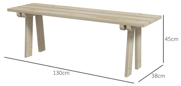Outsunny Dřevěná zahradní lavice pro 2 osoby 220 kg nosnost, venkovní lavice pro terasu, zahradu a bazén 130x38x45 cm přírodní | Aosom