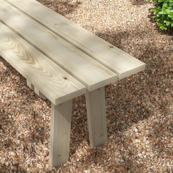 Outsunny Dřevěná zahradní lavice pro 2 osoby 220 kg nosnost, venkovní lavice pro terasu, zahradu a bazén 130x38x45 cm přírodní | Aosom