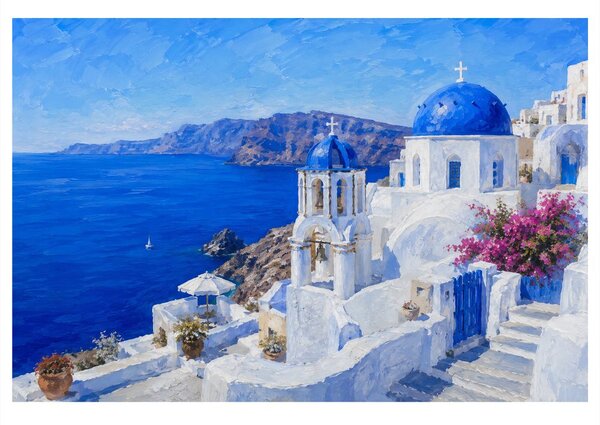 Obraz modré kupole Santorini