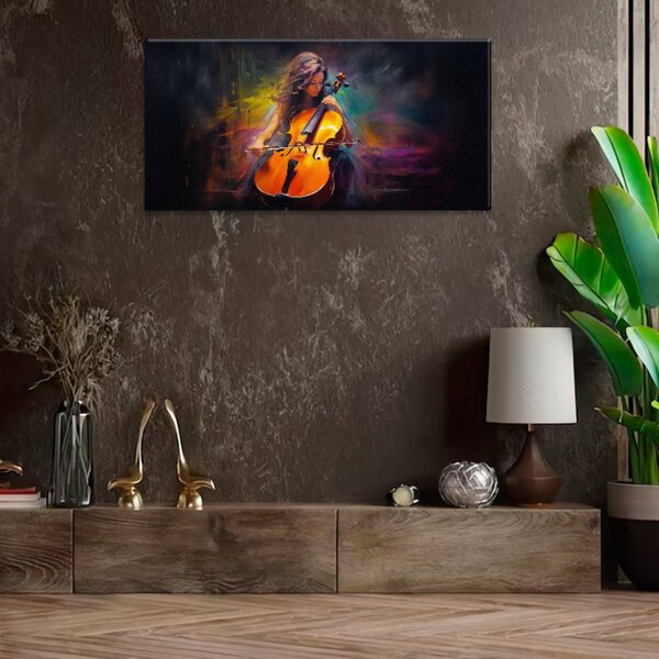Obraz na plátně - Hraje na cello - 60x30 cm - CZ výroba