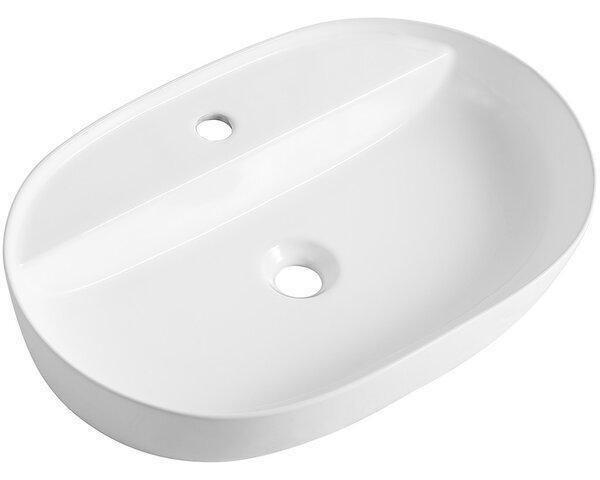 Umyvadlo keramické Ramona - na desku - bílá lesklá - 61,5x41,5 cm