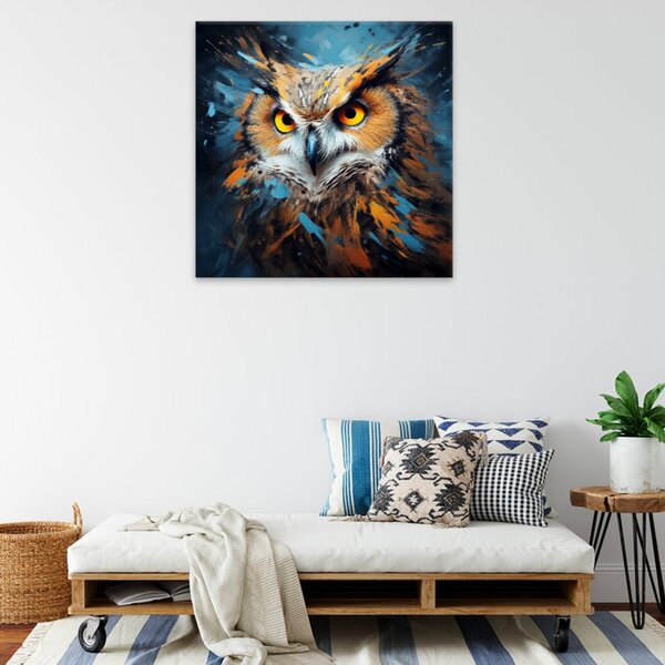 Obraz na plátně - Sova v modré - 40x40 cm - CZ výroba