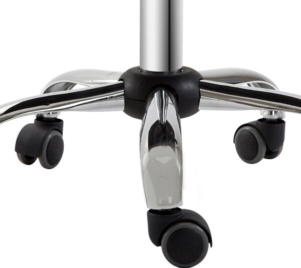 HOMCOM Rolling Stool Pracovní Stolička s Nastavitelnou Výškou 44-56 cm a Opěradlem, 360° Otočná Kancelářská Stolička pro Masážní Salón, Kancelář, Klin