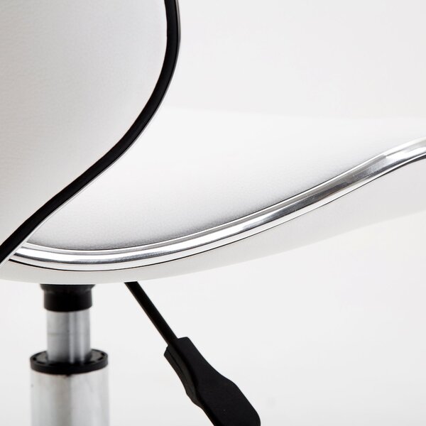 HOMCOM Rolling Stool Pracovní Stolička s Nastavitelnou Výškou 44-56 cm a Opěradlem, 360° Otočná Kancelářská Stolička pro Masážní Salón, Kancelář, Klin
