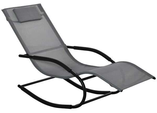 Ergonomická houpačka Outsunny s pozinkovaným kovovým rámem a textilénovou opěrkou hlavy 63 Š x 160 H x 88 V cm, šedá | Aosom