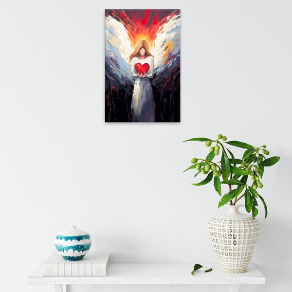 Obraz na plátně - Anděl se srdcem na dlani - 40x60 cm