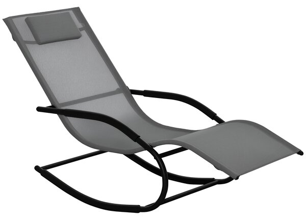 Ergonomická houpačka Outsunny s pozinkovaným kovovým rámem a textilénovou opěrkou hlavy 63 Š x 160 H x 88 V cm, šedá | Aosom