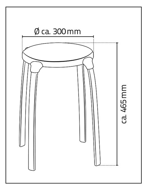 Ridder Stolička do koupelny, bílá v. 46,5 cm, pr. 30 cm, A1050101