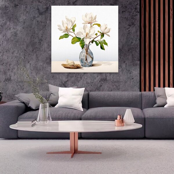 Obraz na plátně - Magnolie ve váze - 40x40 cm