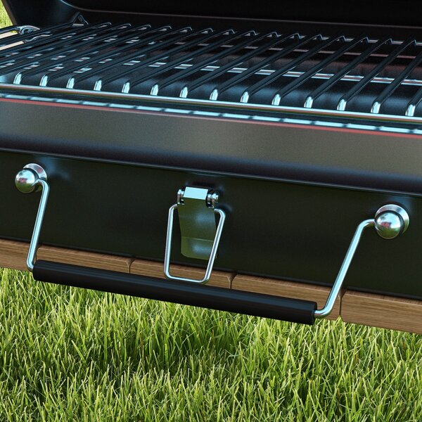 Kompaktní gril Outsunny Mini Charcoal BBQ s designem kufříku pro zahradu, kempování a piknik, skládací, rozměry 47L x 30W x 28H cm | Aosom