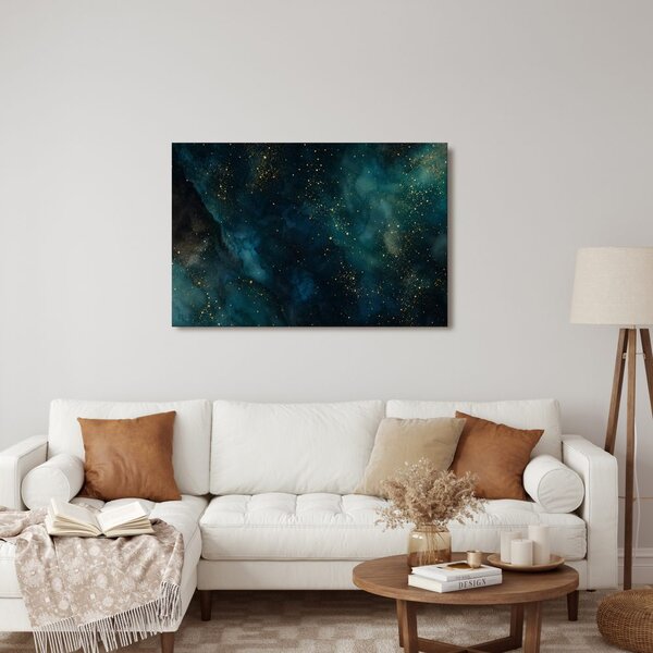 Obraz tyrkysová galaxie se zlatem